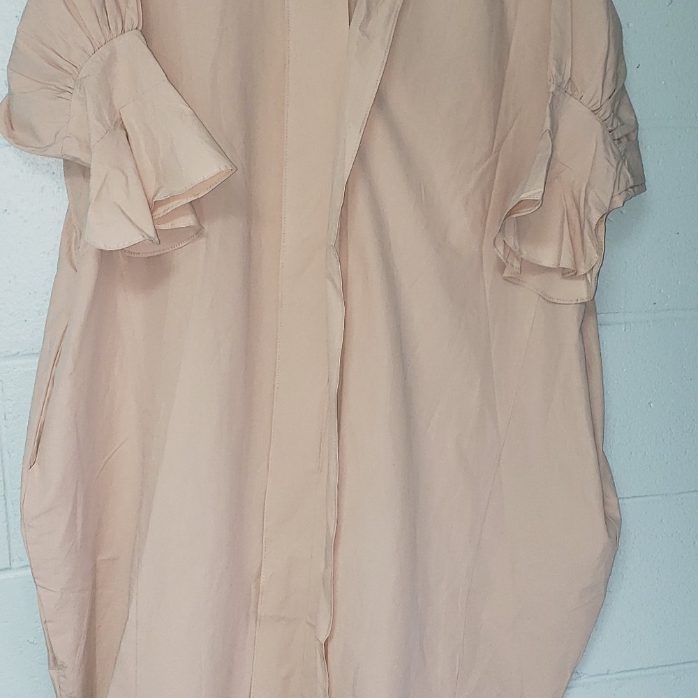 Ruffle Sleeve Cream Dress